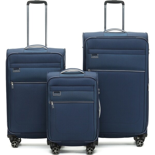 3pc Tosca Vega 21" Carry On 28/32" Trolley Case Suitcase Luggage Bag Navy