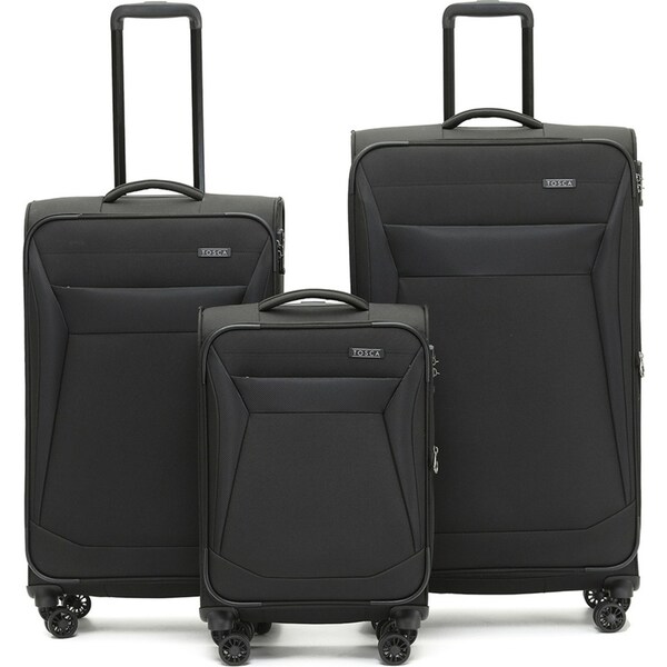 3pc Tosca Aviator 2.0 21" Carry On 28/32" Trolley Case Suitcase Luggage Black
