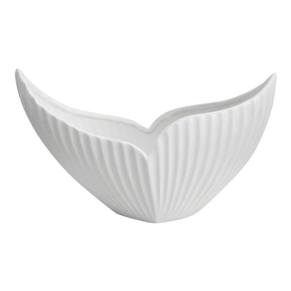 Whale Tail Ceramic 33x20cm Bowl/Vase Container Tabletop Home Decor Large White