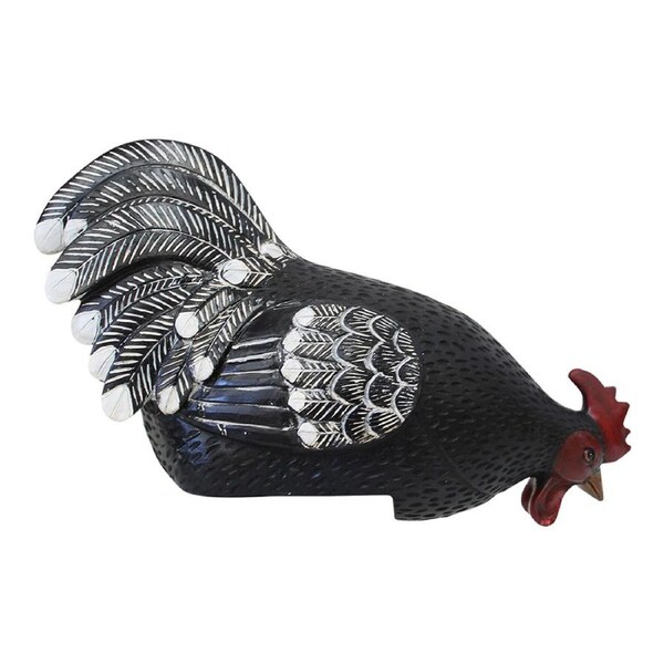 Decorative Resin 31cm Sitting Hen Ornament Home Decor Figurine Sculpture Black