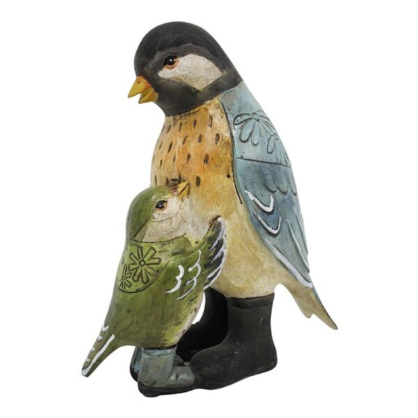 Resin 20cm Bird Mum w/ Chick Home Decorative Display Statue Figurine Ornament