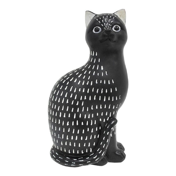 Decorative Resin Black & White Cat Ornament Figurine Sculpture Home Office Decor