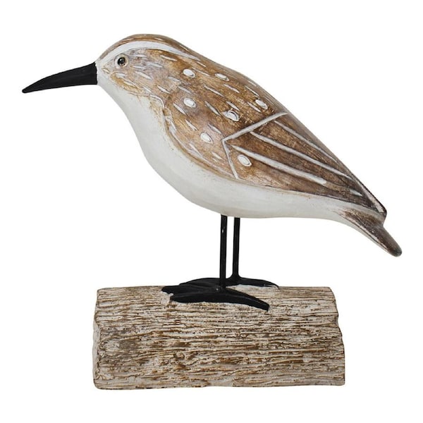 Resin 19cm Rustic Bird Home Tabletop Display Statue Decorative Figurine Brown
