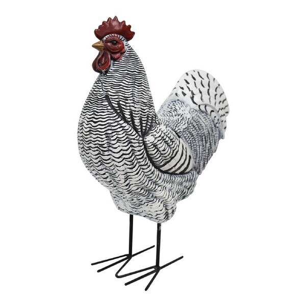 Resin 35cm Rooster Ornament Home Room Office Decor Figurine Sculpture Grey Wash