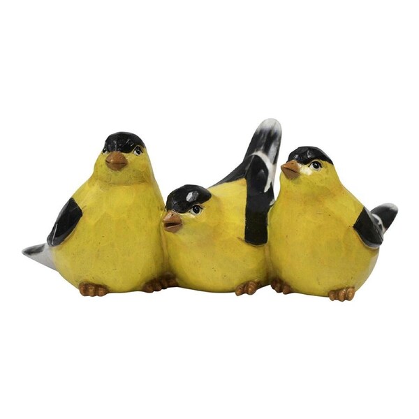 Resin 27cm Sitting Birds Home Decorative Statue Display Figurine Ornament Yellow