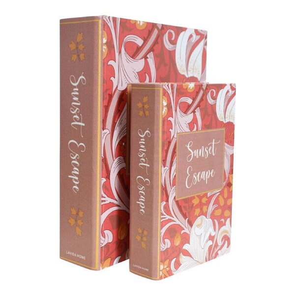 2pc Decorative MDF 24/18cm Book Box Set Storage/Trinket Home Decor Sunset Escape