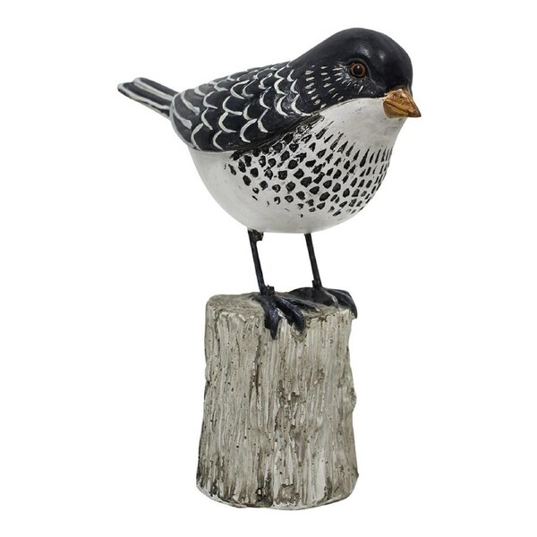 Resin 32cm Bird On Stump Home/Room Tabletop Statue Decorative Figurine Black