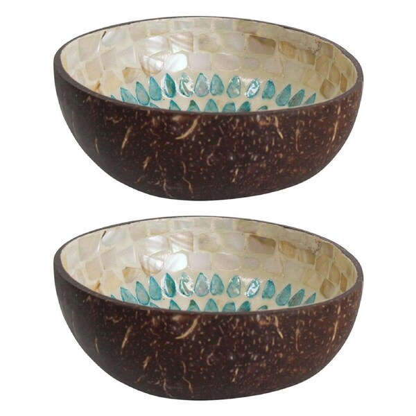 2x Sunflower 13cm Decorative Coco MOP Bowl Container Tabletop Desk Decor Round