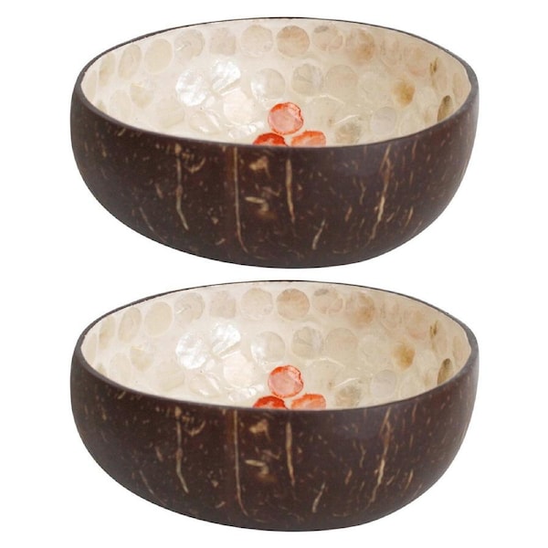 2x Tree Ruby 13cm Decorative Coco Capiz Bowl Container Home Tabletop Decor Round