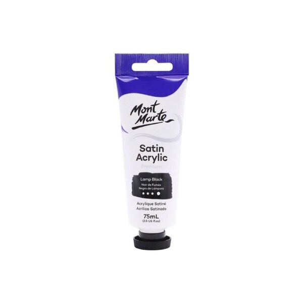 Mont Marte Satin Acrylic Paint - Lamp Black