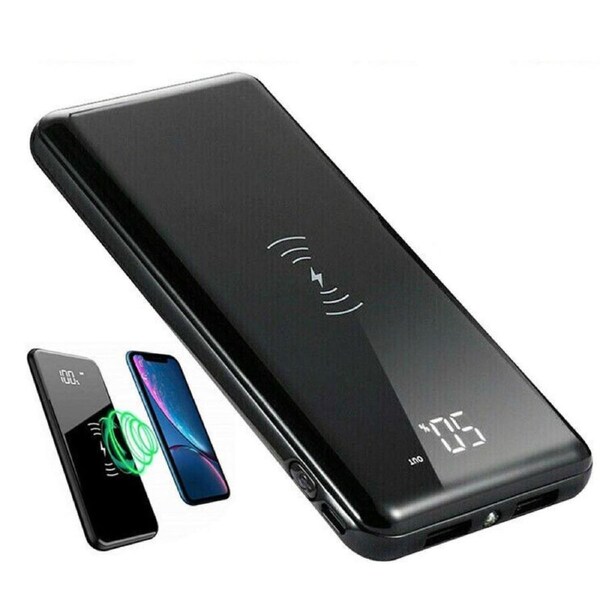 10000mAh Wireless Power Bank Fast Charging 2USB Portable Battery Charger