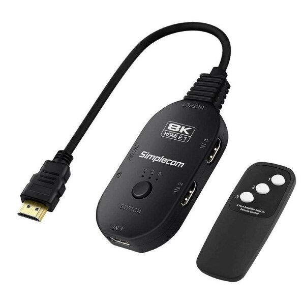 Simplecom CM353 3-Port HDMI 2.1 Switch 3-1 Out Splitter