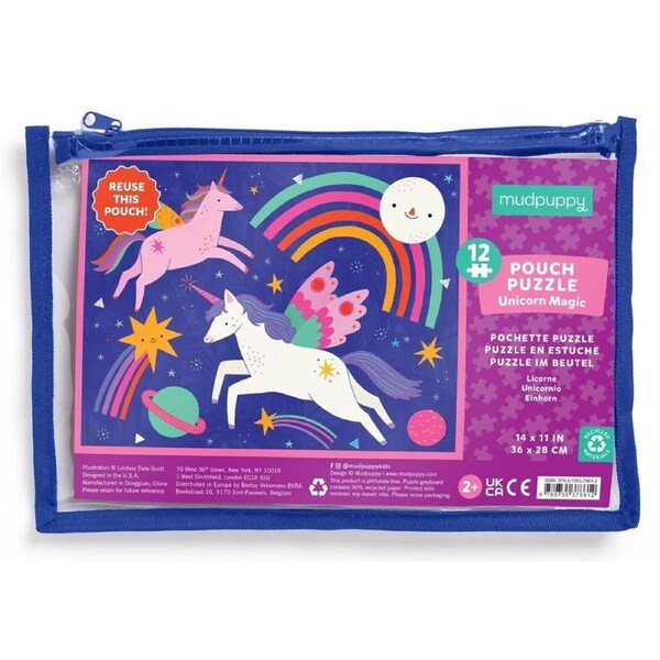 Mudpuppy - Unicorn Magic Pouch Puzzle 12pc