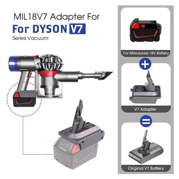 Dyson V7 Adapter for Milwaukee M18 18V Lithium Battery Converter to Replace for Dyson V7 Battery