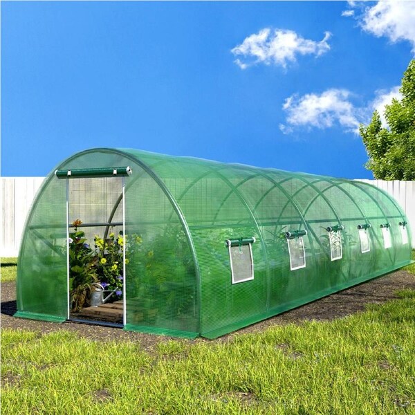 Green Fingers Greenhouse 3x9x2M PE Green House Walk-in Tunnel Dome Shed