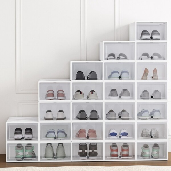 24 Pairs Artiss Shoe Box Rack DIY Stackable White Abel