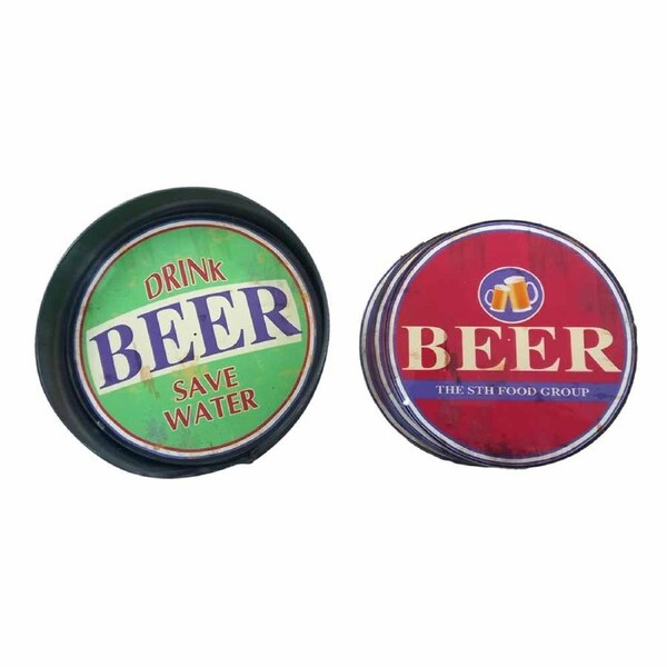 Country Kitchen Glass Coasters Set of 6 Beer Food Group Dining