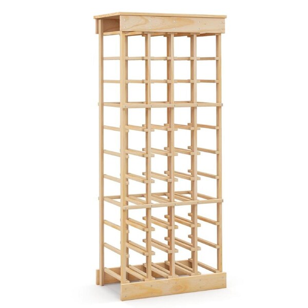 Costway 40 Bottle Wine Rack 10-tier Wine Bottle Holder Display Shelves Cellar Dining Living Natural