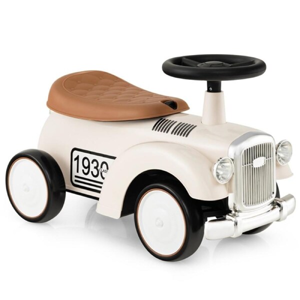 Costway Foot to Floor Riding Car Retro Ride On Toy Walker Vehicle w/Storage & EVA Wheels White