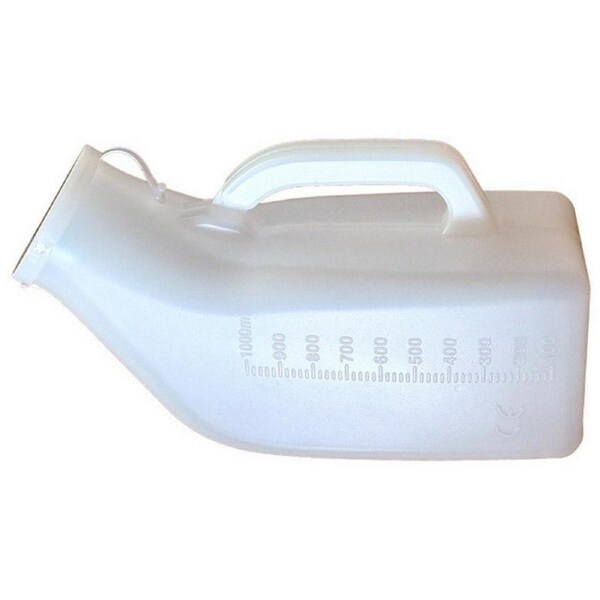 Portable Male Urinal Bottle w/Lid, 1000ml