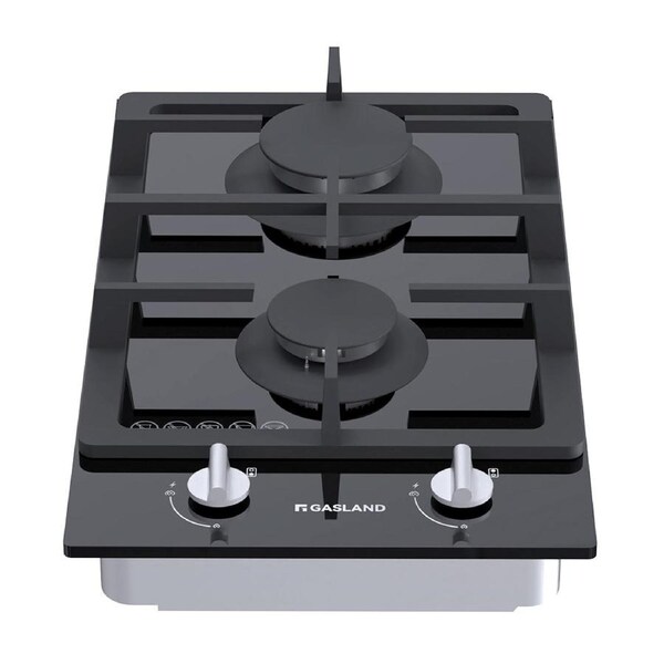 GASLAND chef 30cm Gas Cooktop 2 Burners Black Glass Build-in Cooking Stove Hob AU Plug