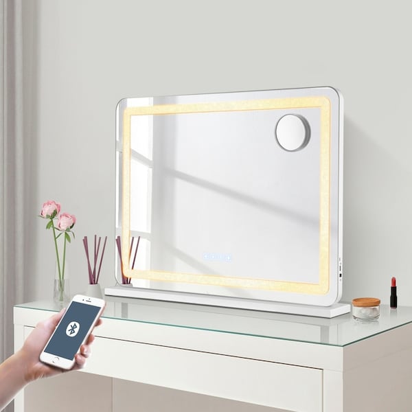 ACA 800x600mm Crystal Light Strip Makeup Mirror Touch Bluetooth Tabletop Wall Hung