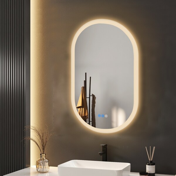 500x800mm Touch Bathroom Vanity LED Makeup Wall Mirror Oval Bluetooth Fogless