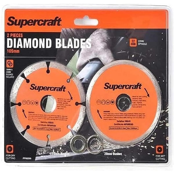 2pc Supercraft Tile/Stone Diamond Blade Continuous/Segmented Set