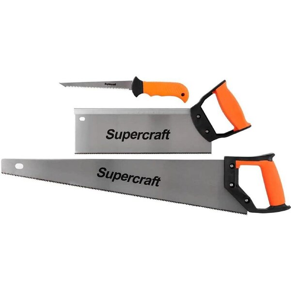 3pc Supercraft Soft Grip Wallboard/Hand/Tenon Timber Saw Set 150/550/300mm