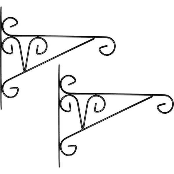 2x Northcote Pottery 35cm Olympus Hanging Plant Basket Bracket Steel Black