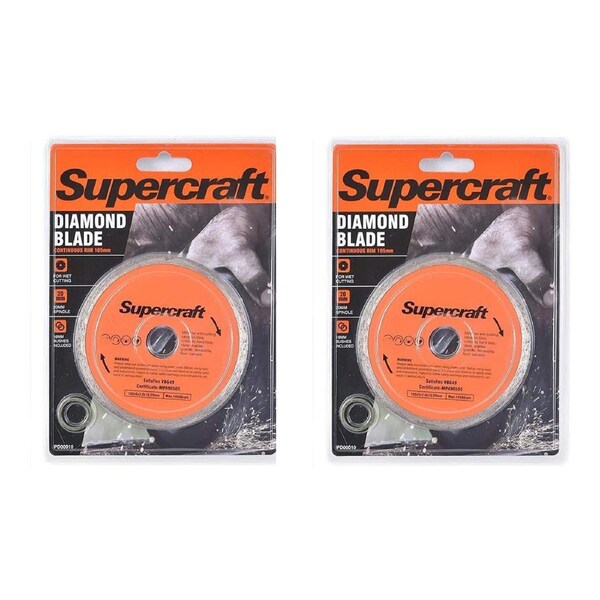 2x Supercraft Wet Cutting 105mm Diamond Blade Continuous Rim For 20mm Spindle