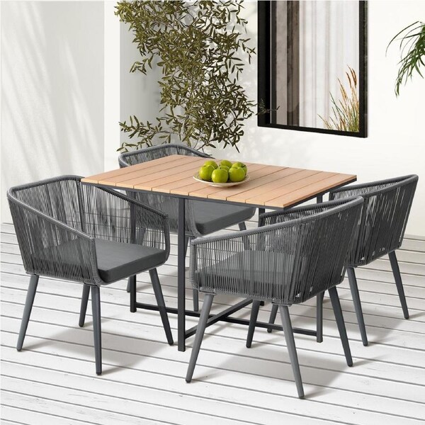 Livsip 5PCS Outdoor Dining Set Furniture Table Lounge Chairs Patio Setting