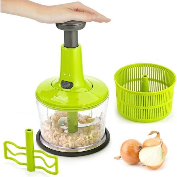 Quick Manual Vegetable Fruit Push Chopper 1000ml Food Chopper Chops in Seconds