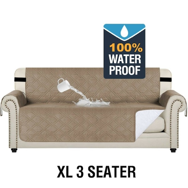 100% Waterproof Sofa Protector Cover Couch Covers for Dogs / Pets Sofa Covers Taupe / 1 Seater/ Arm Chair