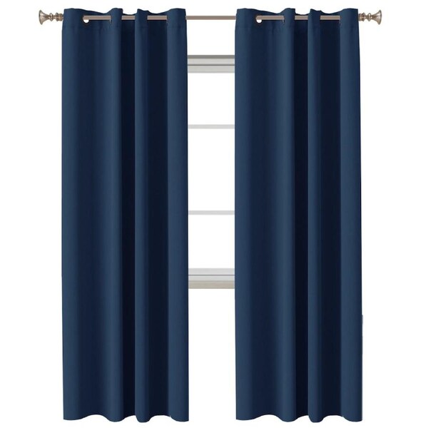 2 x Blockout Curtains Blackout Bedroom Curtain Draperies Eyelet ,Navy W132cm X D160cm