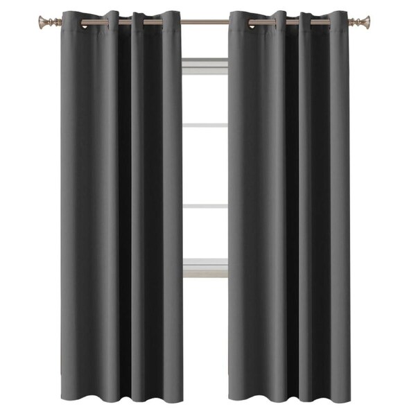 2 x Blockout Curtains Blackout Bedroom Curtain Draperies Eyelet ,Dark Grey W132cm X D243cm