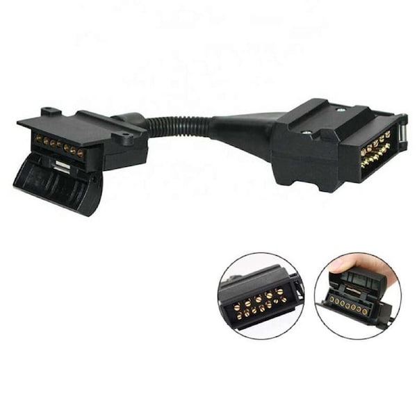 OZNALA 12 Pin AU Plug To 7 Pin Flat Socket Trailer Adaptor Portable Universal Wiring Connector for Car Trailer Truck 4WD Caravan Bike