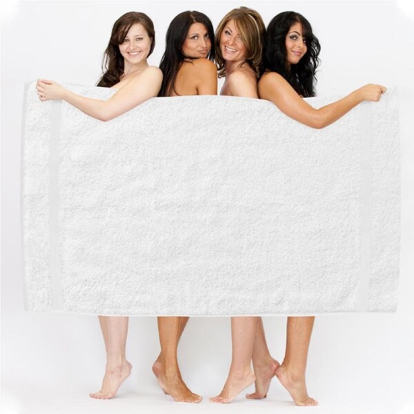 LINENOVA 2Pcs Jumbo Extra Large Bath Sheets Sets 90x180cm 8 Colors 550 GSM 100% Cotton White