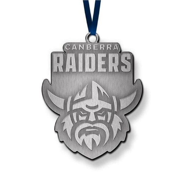 NRL Christmas Metal Ornament - Canberra Raiders - Approx. 70 x 50mm