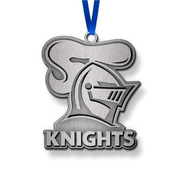 NRL Christmas Metal Ornament - Newcastle Knights - Approx. 70 x 50mm
