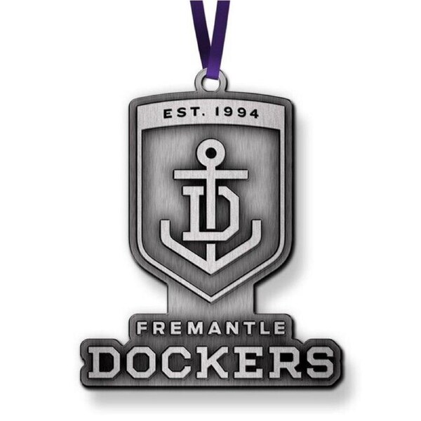 AFL Christmas Metal Ornament - Fremantle Dockers - Approx. 70 x 50mm