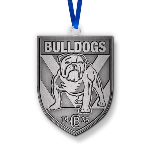 NRL Christmas Metal Ornament - Canterbury Bulldogs - Approx. 70 x 50mm