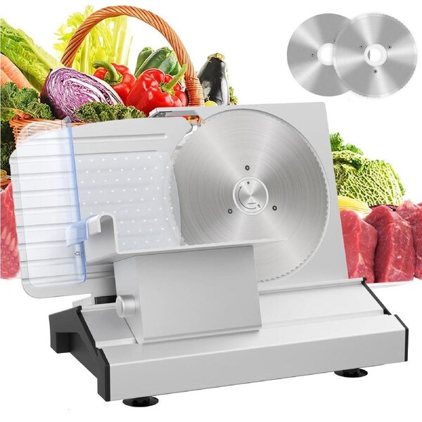 Advwin Meat Slicer, Electric Food Slicer with 8.6" Removable Stainless Steel Blade & Food Carriage