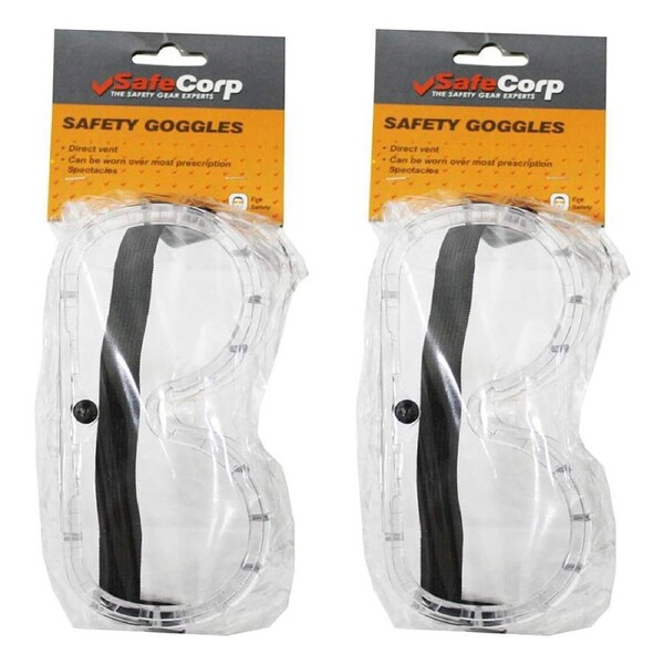 2x Safecorp PPE Safety Equipment Goggles/Eyeware Direct Vent All Purpose Clear