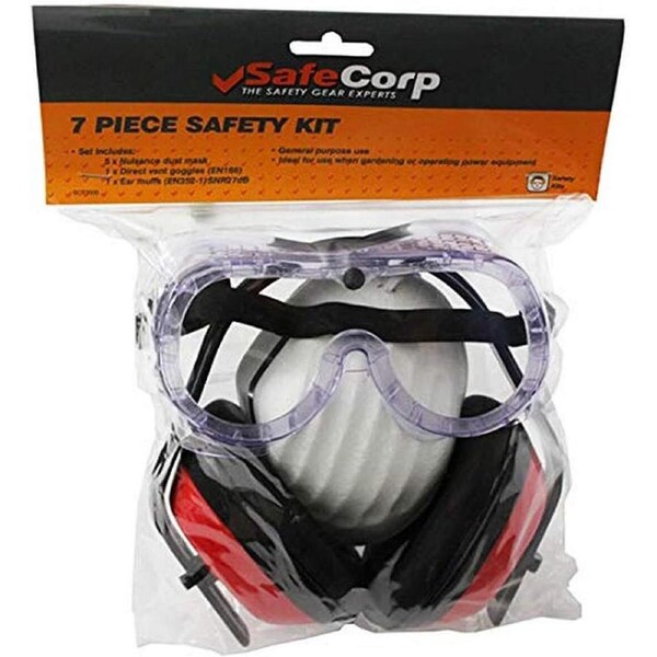 7pc Safecorp PPE Safety General Use Equipment Kit Dust Mask/Goggles/Ear Muffs