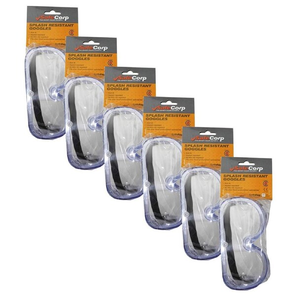 6x Safecorp PPE Safety Equipment Impact Goggles/Eyeware Splash/UV Resistant