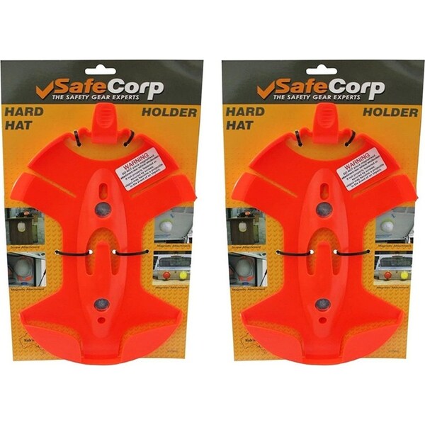 2x Safecorp Wall Mount Hard Hat Holder Magnetic/Screw Fix Hi-Visability Orange