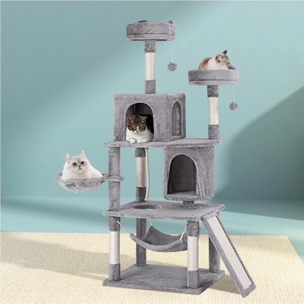 i.Pet Cat Tree Scratching Post Hammock Light Grey 161cm