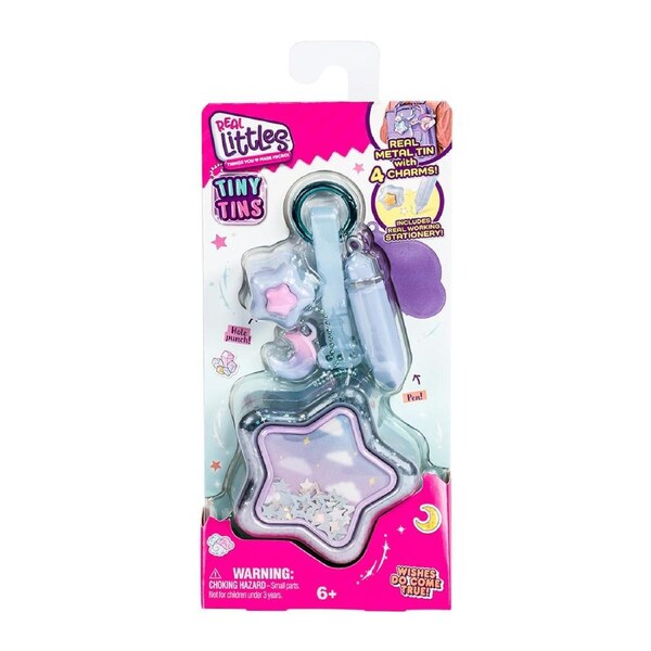 Real Littles S8 Tiny Tins With Four stationery Charms Childrens Toy Assorted 6y+