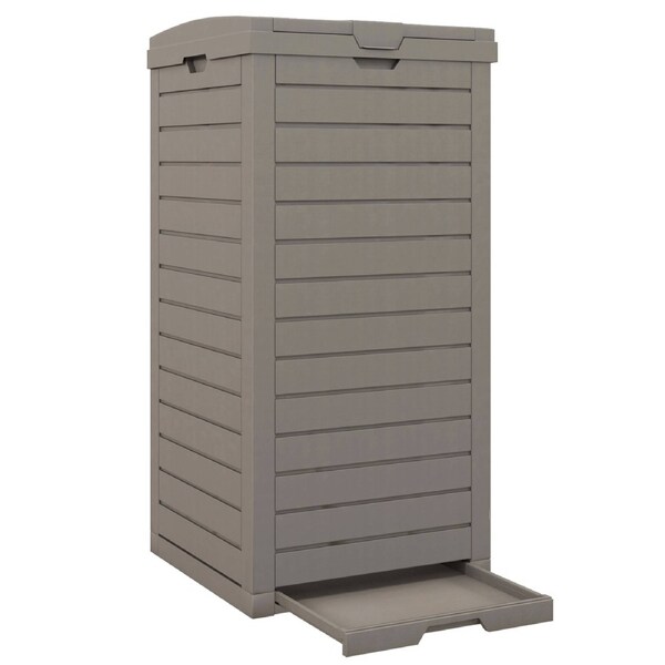 Giantex 117L Outdoor Trash Can Dual Lid Garbage Container Waste Bin w/Pull-out Liquid Tray Backyard Patio, Grey